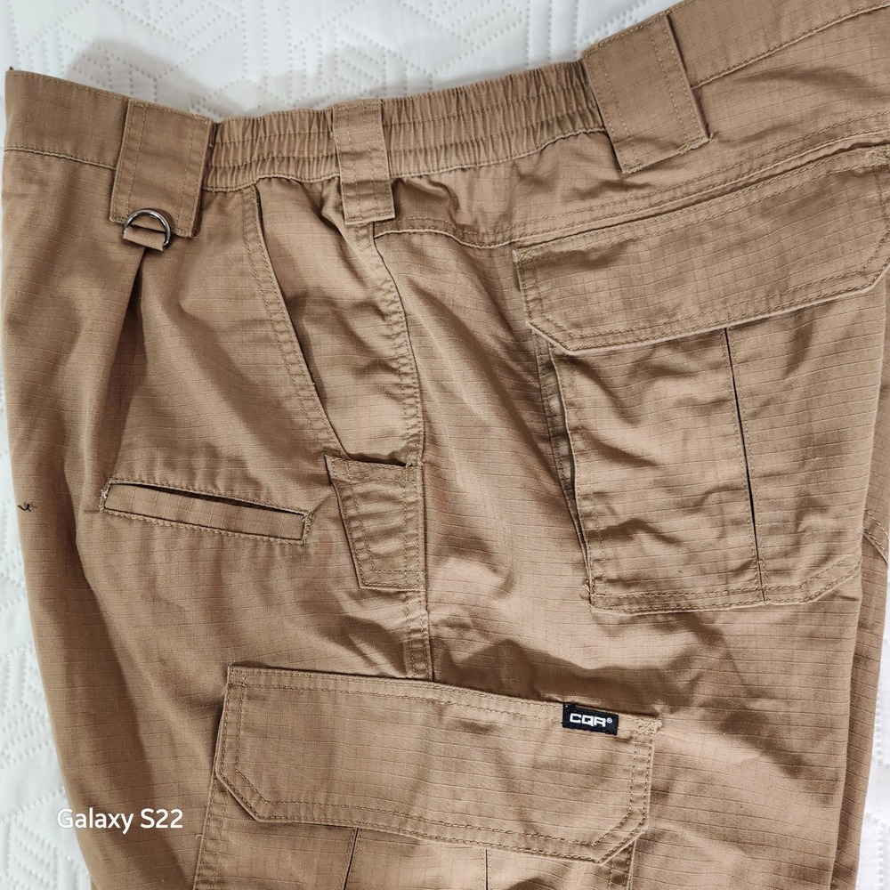 CQR Tactical Pants Mens 40x30 Brown Excellent Ripstop Cargo Work Trouser Stealth - Picture 3 of 16